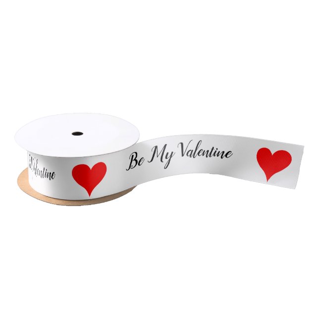 Be My Valentine Red Hearts 1.5 INCH Satin Ribbon (Spool)