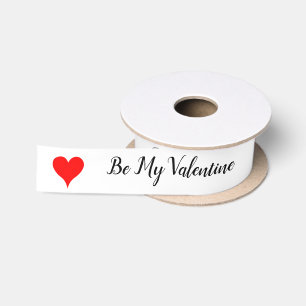 Be My Valentine Red Hearts Satin Ribbon