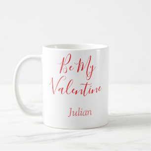 Be my valentine red name elegant love couple coffee mug