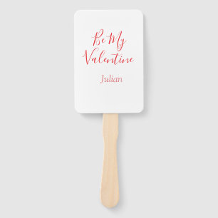 Be my valentine red name elegant love couple hand fan