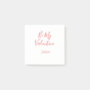Be my valentine red name elegant love couple post-it notes