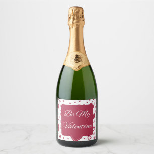 Be My Valentine Red Pink Sparkling Wine Label