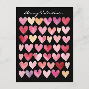 Be My Valentine - Red, Pink & Yellow Hearts Postcard