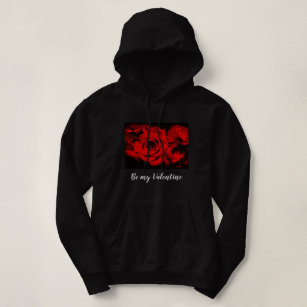 black hoodies with red roses