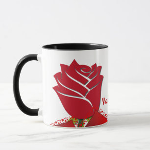 Be My Valentine Red Rose Romantic Floral Custom Mug