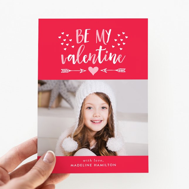 Be My Valentine Red Valentine's Day Photo Card (Creator Uploaded)