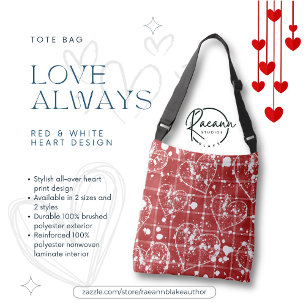 Be My Valentine Red & White Heart Design Tote Bag