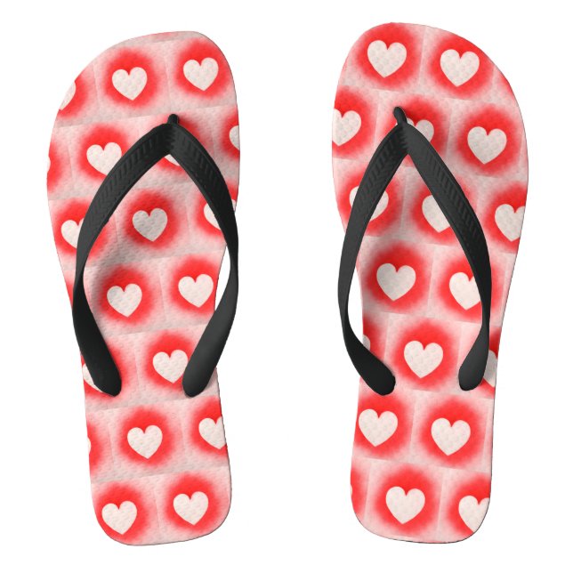 Be my Valentine red white heart note  Flip Flops (Footbed)