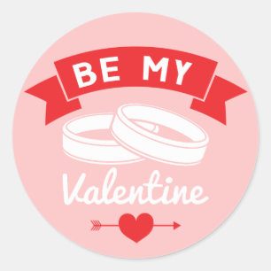 Be My Valentine Rings Classic Round Sticker