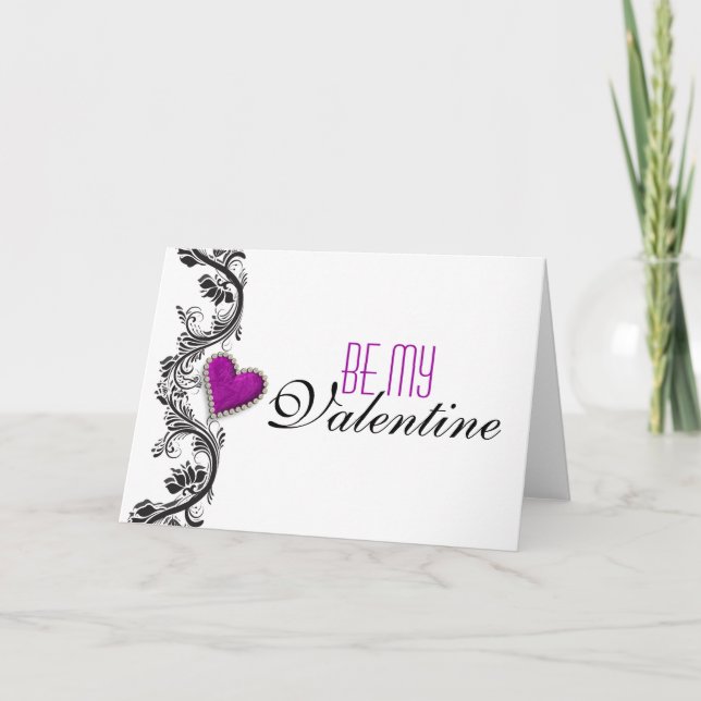 "Be my Valentine" romantic purple heart Holiday Card (Front)