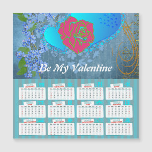 Be My Valentine Romantic Rose Sweeping Heart Blue 