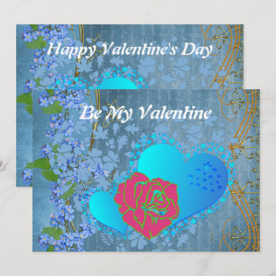 Be My Valentine Romantic Rose Sweeping Heart Card