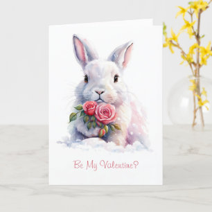 Be My Valentine Sweet Bunny Rabbit in the Snow Card