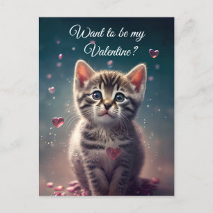 Be My Valentine - Sweet Little Kitten Love Postcard