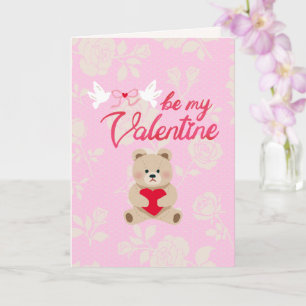 Be My Valentine Teddy Bear Valentine's Day Card