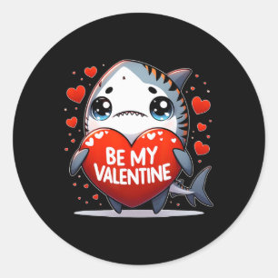 Be My Valentine Tiger Shark Heart Classic Round Sticker