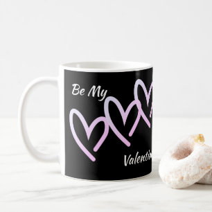 Be My Valentine  Triple Black Heart Coffee Mug