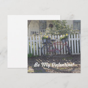 Be My Valentine Vintage Bicycle & Picket Fence Holiday Card