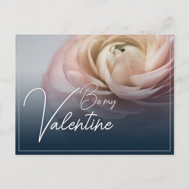 Be My Valentine – With Big Pink Rose Holiday Postcard (Front)