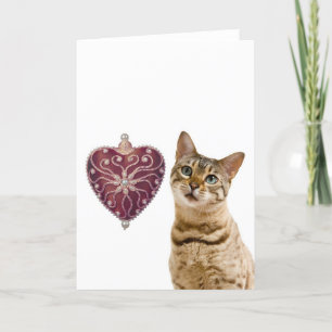 Be my Valentine with cute kitten and heart Holiday Card