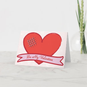 Be my valentine with red heart holiday card