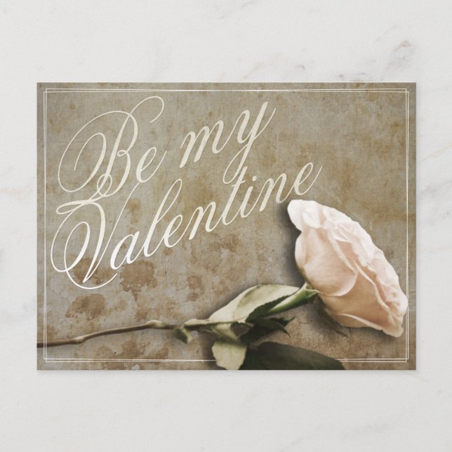 Be my Valentine with Rose Postcard (Front)