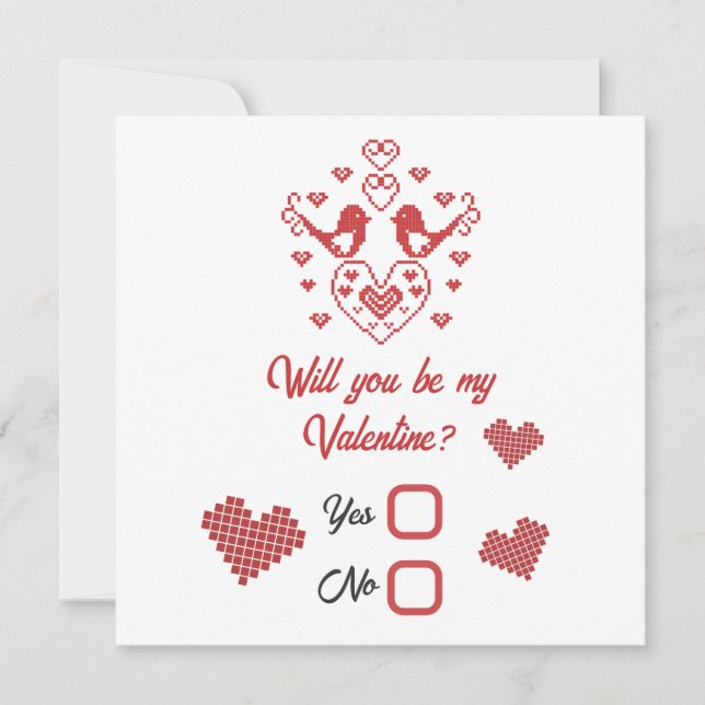 Be my Valentine You Melt My Heart Red Cute Birds Card (Front)