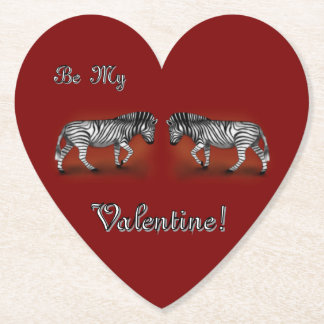 "Be My Valentine! Zebras" Paper Coaster