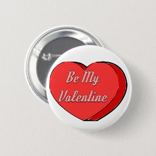 Be My Valentines Candy Heart Drawing 6 Cm Round Badge