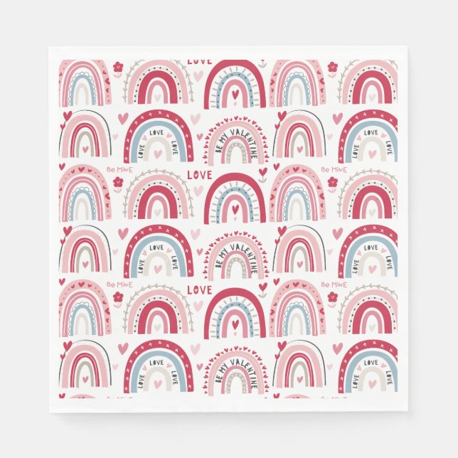 Be My Valentines Day Rainbow  Napkin (Front)