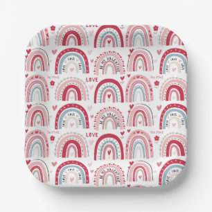 Be My Valentines Day Rainbow Square  Paper Plate