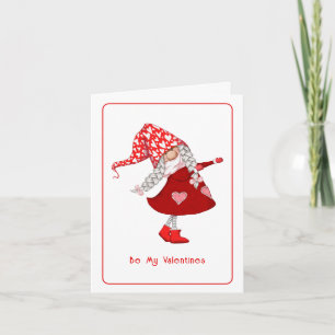 Be My Valentines Girl gnome Holiday Card