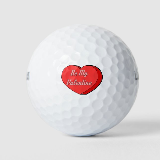 Be My Valentines Heart Candy Drawing Golf Balls (Front)