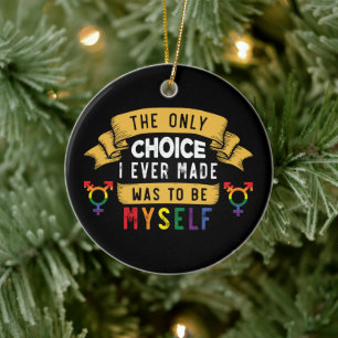 Be Myself   LGBTQ   Pride   Rainbow Ceramic Tree Decoration