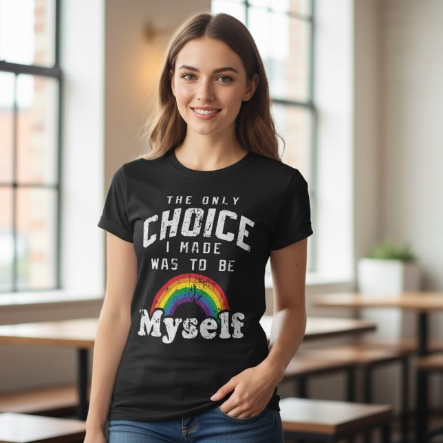 Be Myself Rainbow LGBT Pride Typography T-Shirt (Creator Uploaded)