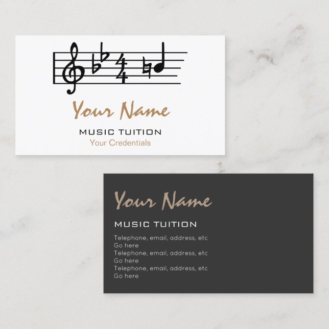 Be Natural Music Tutor Business Cards (Front/Back)