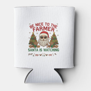 Be Nice Farmer Santa Christmas Farm Animals Can Cooler
