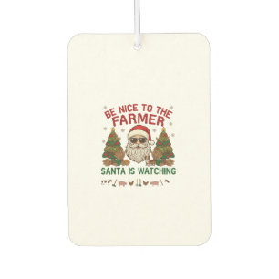 Be Nice Farmer Santa Christmas Farm Animals Car Air Freshener