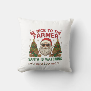 Be Nice Farmer Santa Christmas Farm Animals Cushion