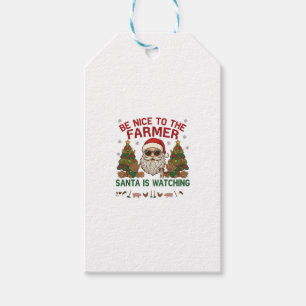 Be Nice Farmer Santa Christmas Farm Animals Gift Tags