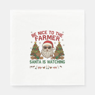 Be Nice Farmer Santa Christmas Farm Animals Napkin
