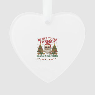 Be Nice Farmer Santa Christmas Farm Animals Ornament
