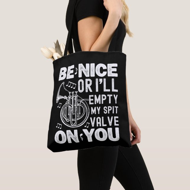 Be Nice I'll Empty My Spit Valve Cornet Circular Tote Bag (Close Up)