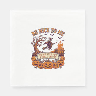 Be Nice Me Halloween Witch Broom Pumpkins_1 Napkin