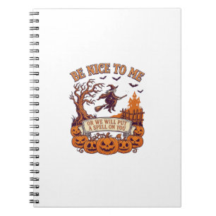 Be Nice Me Halloween Witch Broom Pumpkins_1 Notebook