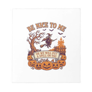 Be Nice Me Halloween Witch Broom Pumpkins_1 Notepad
