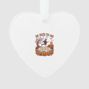 Be Nice Me Halloween Witch Broom Pumpkins_1 Ornament