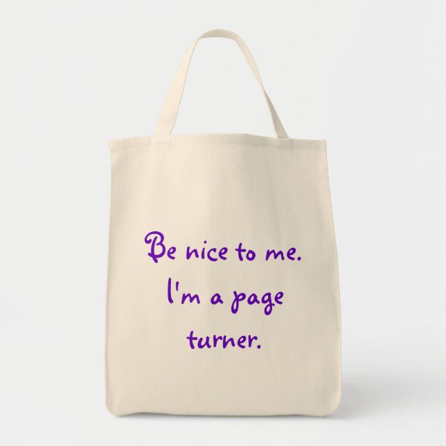 Be nice to me bag for page turners (Front)