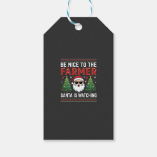 Be Nice To The Farmer Santa Christmas Gift Tags