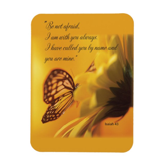 Be Not Afraid Religious Butterfly on Daisy Magnet (Vertical)